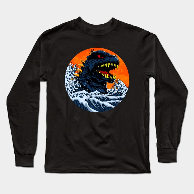 BIG MONSTER WAVE Long Sleeve T-Shirt by canzyartstudio